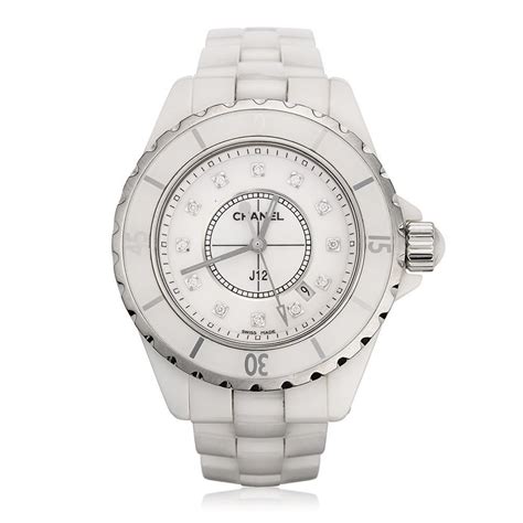 chanel j12 white ceramic diamond set bracelet watch|chanel j12 white price.